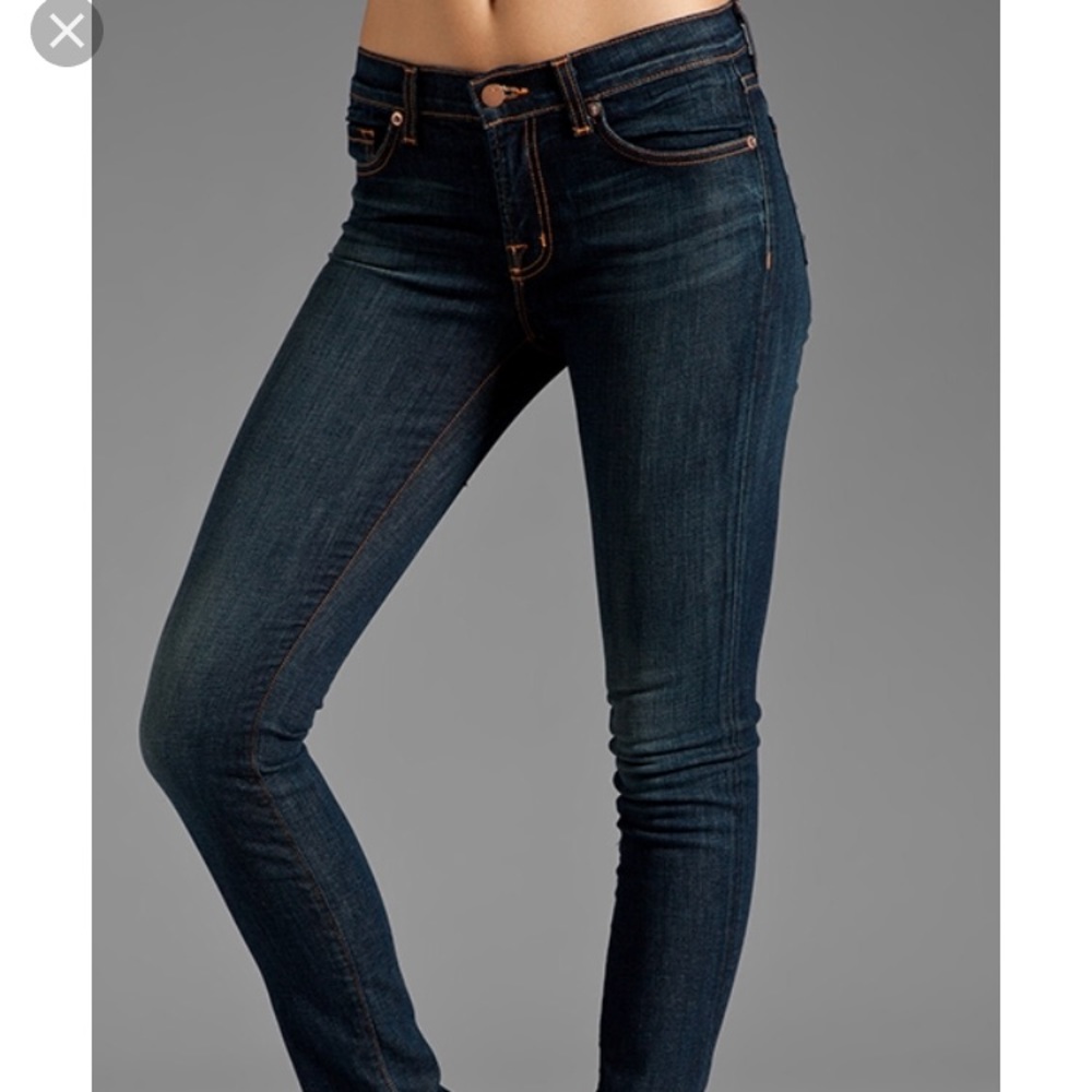 jbrand low rise pipe skinny jeans rose gold hardware Y2K size 30 dark wash